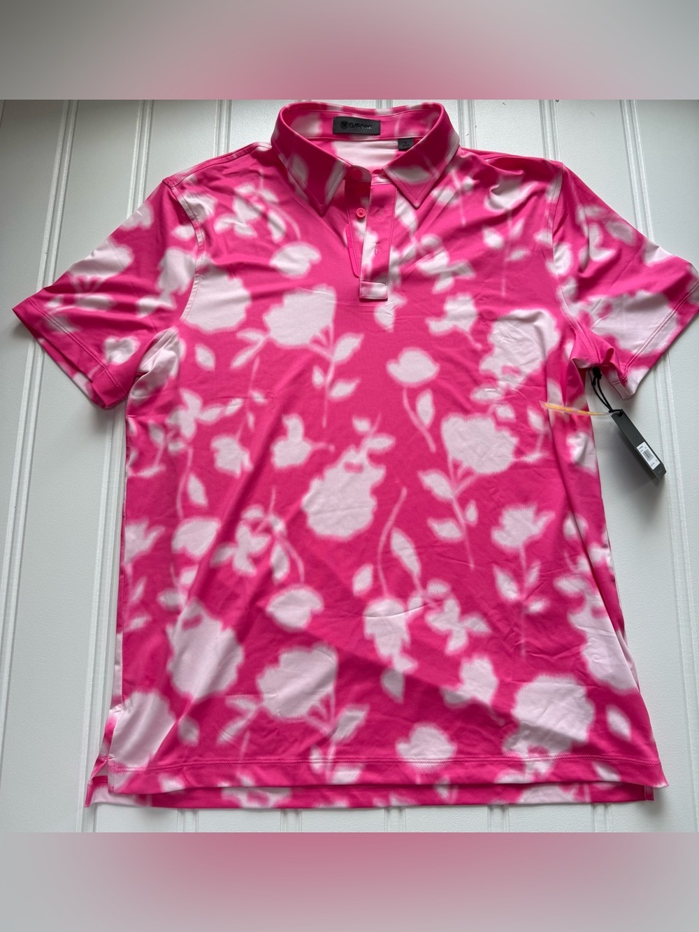 G/FORE Blur Tech Floral Polo Shirt Men LARGE Golf Performance UPF50 NEW 3183